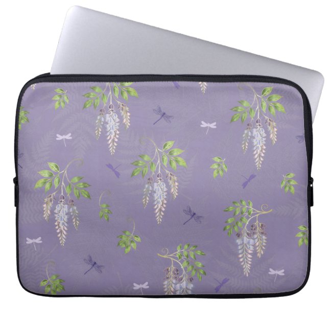 Wisteria, Farne und Libellen Laptopschutzhülle (Vorderseite)