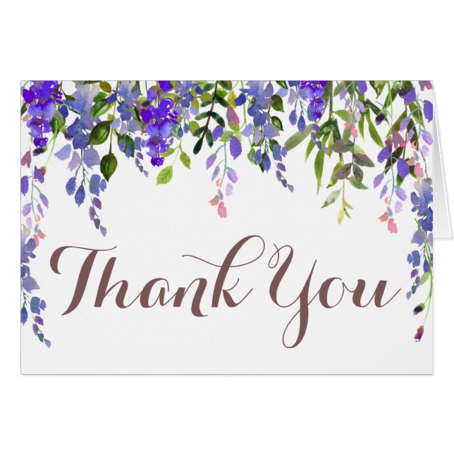 Wisteria Floral Drop Thank You (Vorderseite (Horizontal))