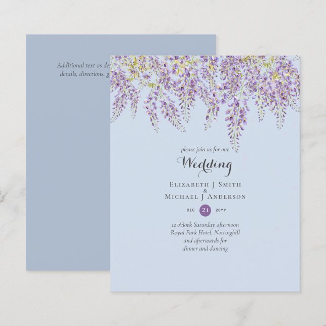 Wisteria Floral Garden Blue Wedding Sage (Vorne/Hinten)