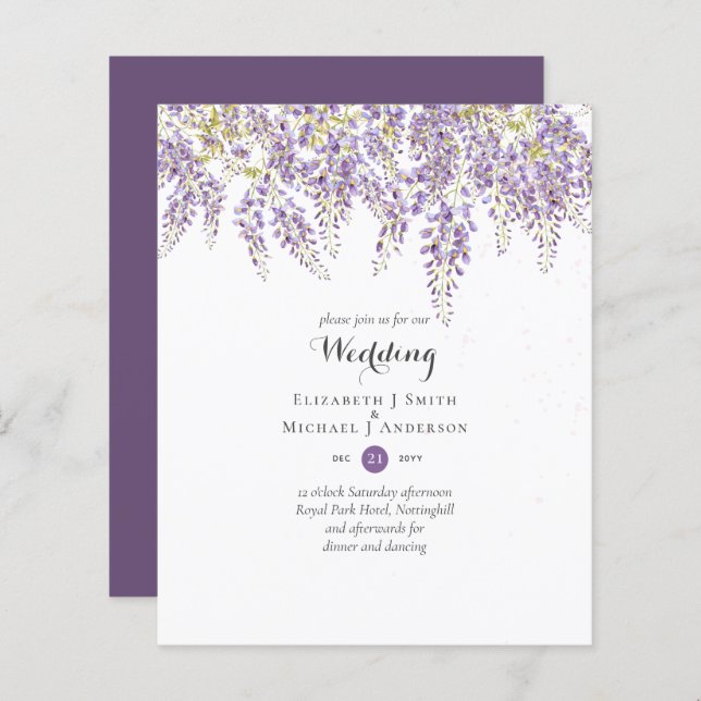 Wisteria Floral Garden Lavender Wedding Lila (Vorne/Hinten)