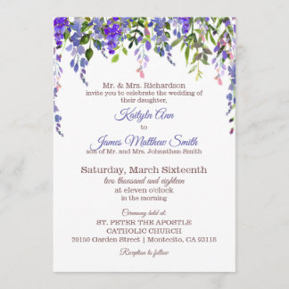 Wisteria Floral Modern Wedding Einladung