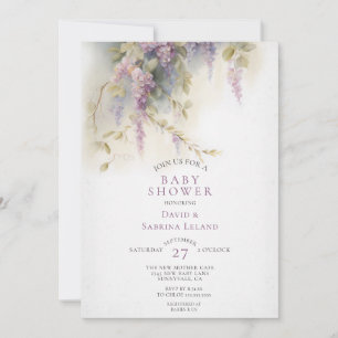 Wisteria Floral Watercolor Couple's Baby Shower Einladung
