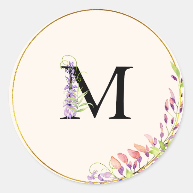 Wisteria florale Hochzeitsticker Runder Aufkleber (Vorderseite)