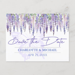 Wisteria Frühlingsgarten Hochzeit Termin vormerken Postkarte
