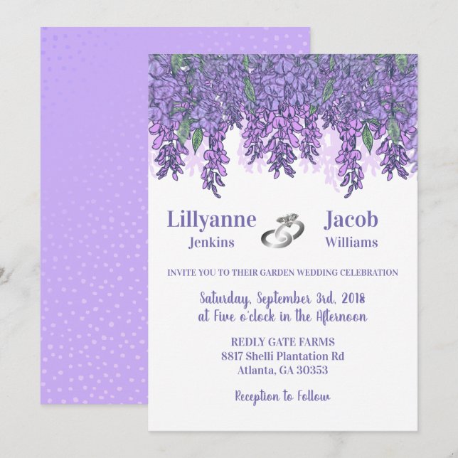 Wisteria Garden Hochzeit Einladung (Vorne/Hinten)