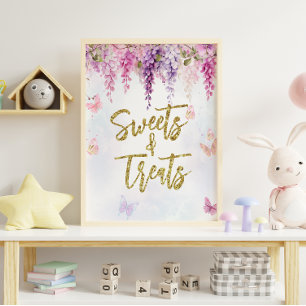 Wisteria Glitzer Butterfly Geburtstagsfeiern Süßig Poster