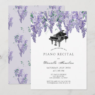 Wisteria Klavier Weiß Rezitations-Einladung Einladung