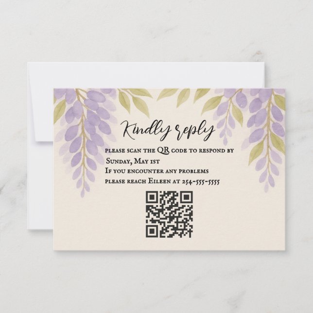 Wisteria Lane QR Code RSVP Card (Vorderseite)