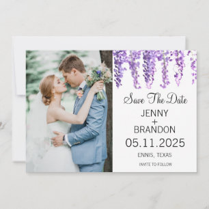 Wisteria Lavendel Lila Blumig Elegant Save The Date