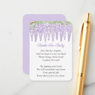 Wisteria Lavender Floral Book Request Baby Dusche Begleitkarte