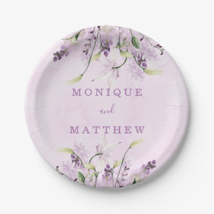 Wisteria Lavender White Rose Chic Wedding Pappteller