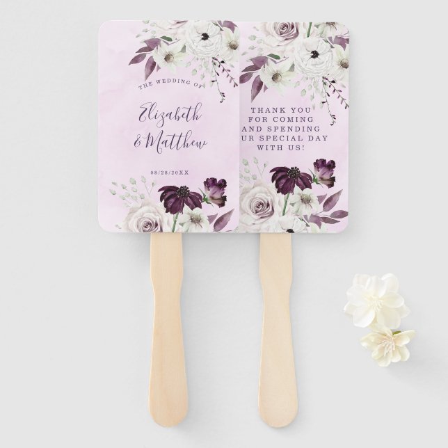 Wisteria Lavender White Roses Chic Wedding Fächer (Vorne und Hinten)