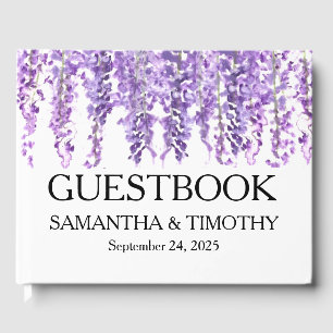 Wisteria Lila-Aquarell-Blumenhochzeit Gästebuch