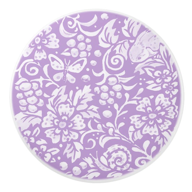 Wisteria Lila Bird Floral Insekt Woodland Hübsch Keramikknauf (Vorderseite)