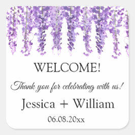 Wisteria Lila Blumenbräune und Groomehe Quadratischer Aufkleber