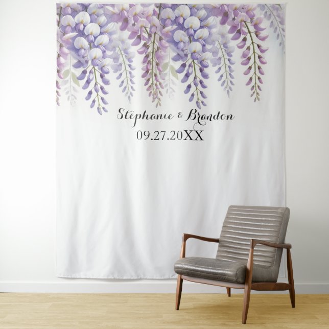 Wisteria Lila Floral Wedding Foto Stand Wandteppich (Beispiel)