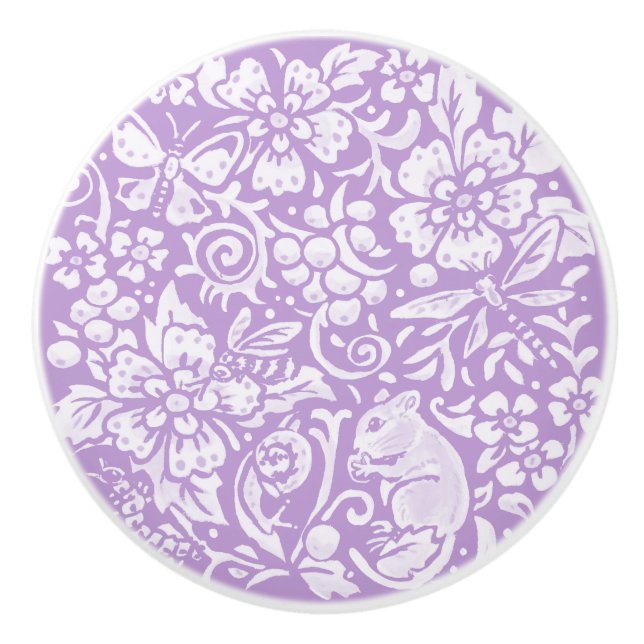 Wisteria Lila Mouse Insekten Forest Woodland Keramikknauf (Vorderseite)