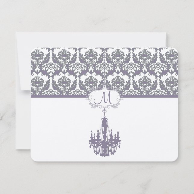 Wisteria Lila Vintage Chandelier Response Cards RSVP Karte (Vorderseite)