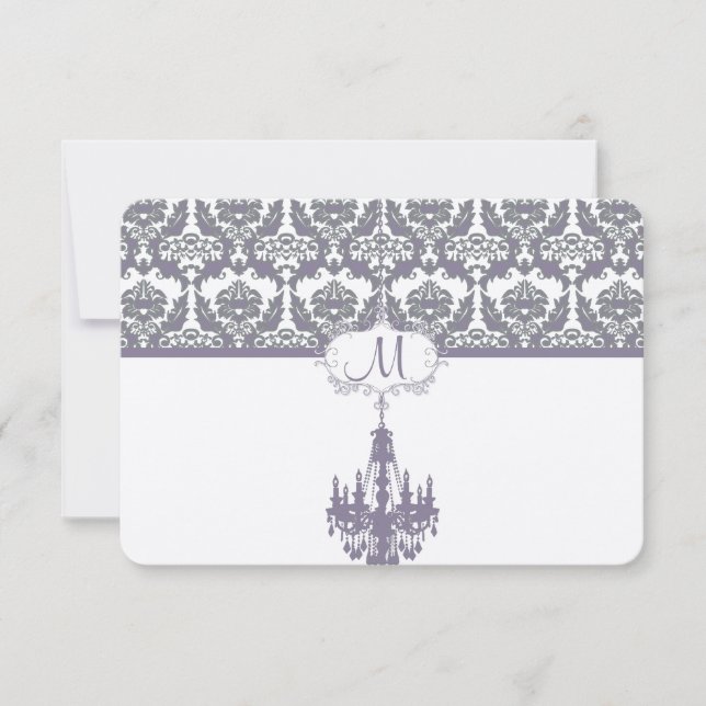 Wisteria Lila Vintage Chandelier Response Cards RSVP Karte (Vorderseite)