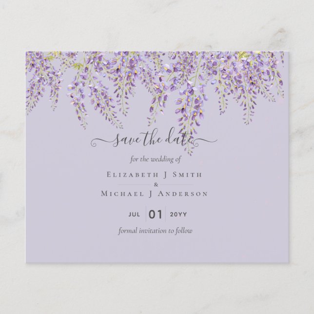 Wisteria Lila Wedding Rett Dates BUDGET Flyer (Vorne)