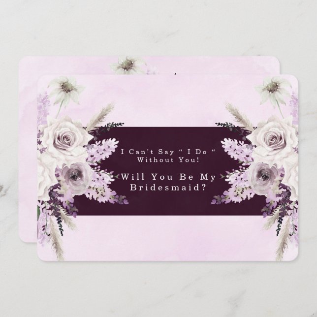 Wisteria Lilac Rose werden Sie meine Bridesmaid se Einladung (Vorne/Hinten)