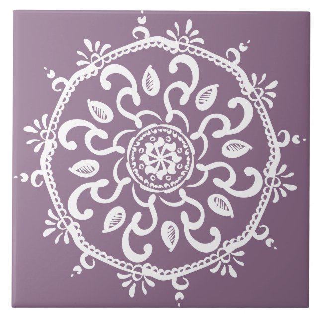 Wisteria Mandala Fliese (Vorderseite)