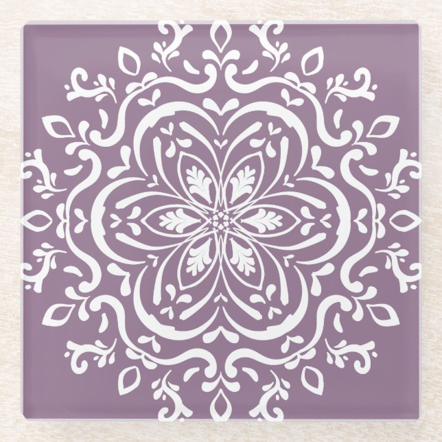 Wisteria Mandala Glasuntersetzer (Vorderseite)