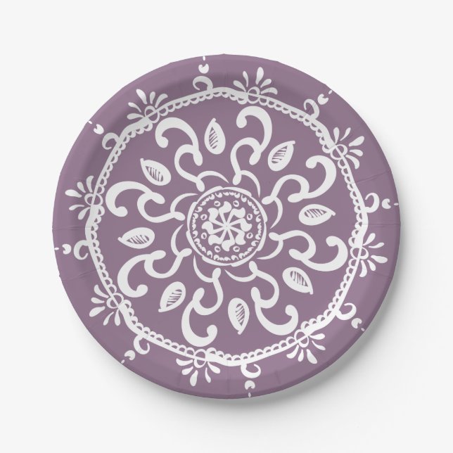 Wisteria Mandala Pappteller (Vorderseite)