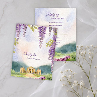 Wisteria Manor Garten Hochzeit Traditionell RSVP Karte