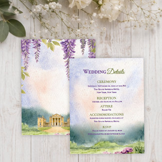 Wisteria Manor Garten Hochzeitsinformationen Detai Begleitkarte
