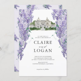 Wisteria Mansion Dusty Lila Watercolor Wedding Einladung