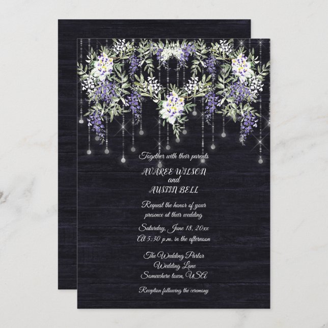 Wisteria Navy Barnboard String Lights (Vorne/Hinten)