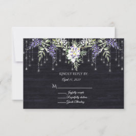 Wisteria Navy Barnboard String Lights RSVP Karte