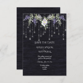 Wisteria Navy Barnboard String Lights Save The Date