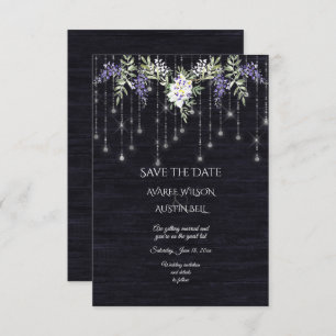 Wisteria Navy Barnboard String Lights Save The Date