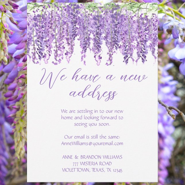Wisteria New Address Moving Lila Blumenviolett Einladung (Von Creator hochgeladen)
