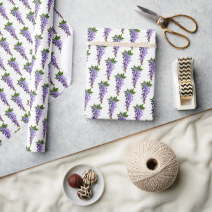 Wisteria Patterns Lila Green White Background Wr Geschenkpapier