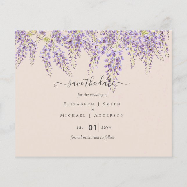 Wisteria Peach Wedding Rett Dates BUDGET Flyer (Vorne)