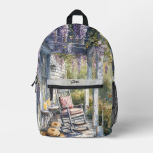 Wisteria Porch Rocking Chair Szene Bedruckter Rucksack