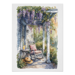 Wisteria Porch Rocking Chair Szene Poster