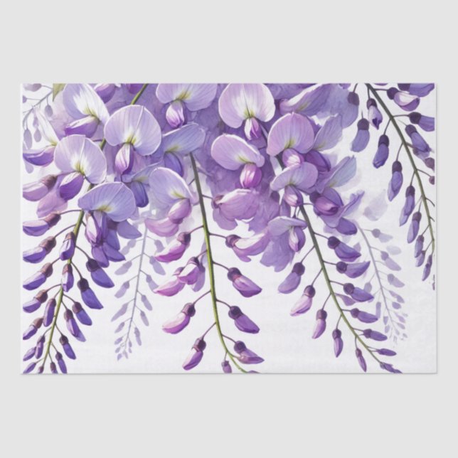 Wisteria Purple Blumen Wildblumen Aquarell Seidenpapier (Vorderseite)