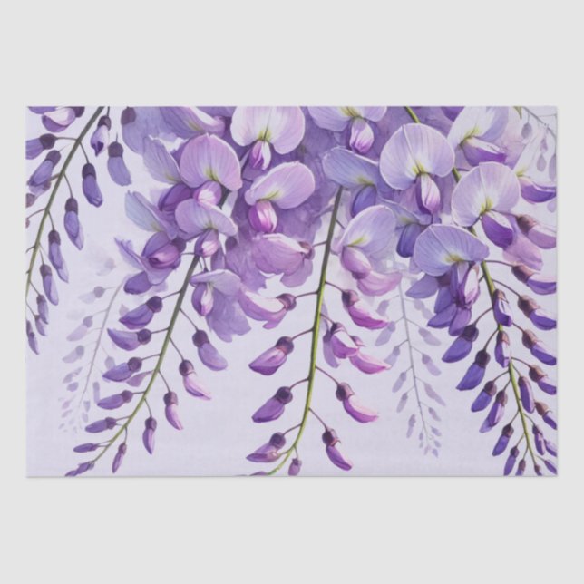 Wisteria Purple Blumen Wildblumen Aquarell Seidenpapier (Vorderseite)