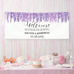 Wisteria Purple Flowers Elegante Wedding Banner
