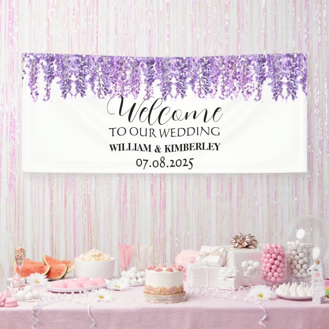 Wisteria Purple Flowers Elegante Wedding Banner (Party)