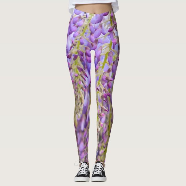 Wisteria Purple Flowers Leggings (Vorderseite)