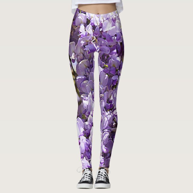 Wisteria Purple Flowers Leggings (Vorderseite)