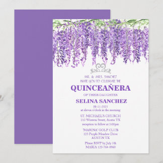Wisteria Quinceanera Lila Floral 15. Geburtstag Einladung