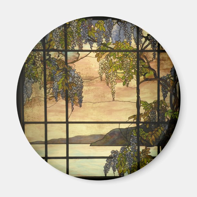 Wisteria-Reben in Buntglas Magnet (Vorne)