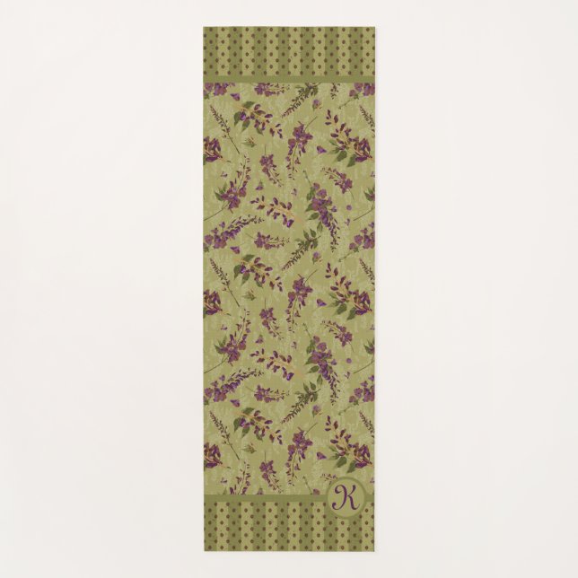 Wisteria Tossed Blume Mit Monogramm Yogamatte (Vorderseite)