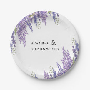 Wisteria tree Lavender Monogram Wedding Pappteller